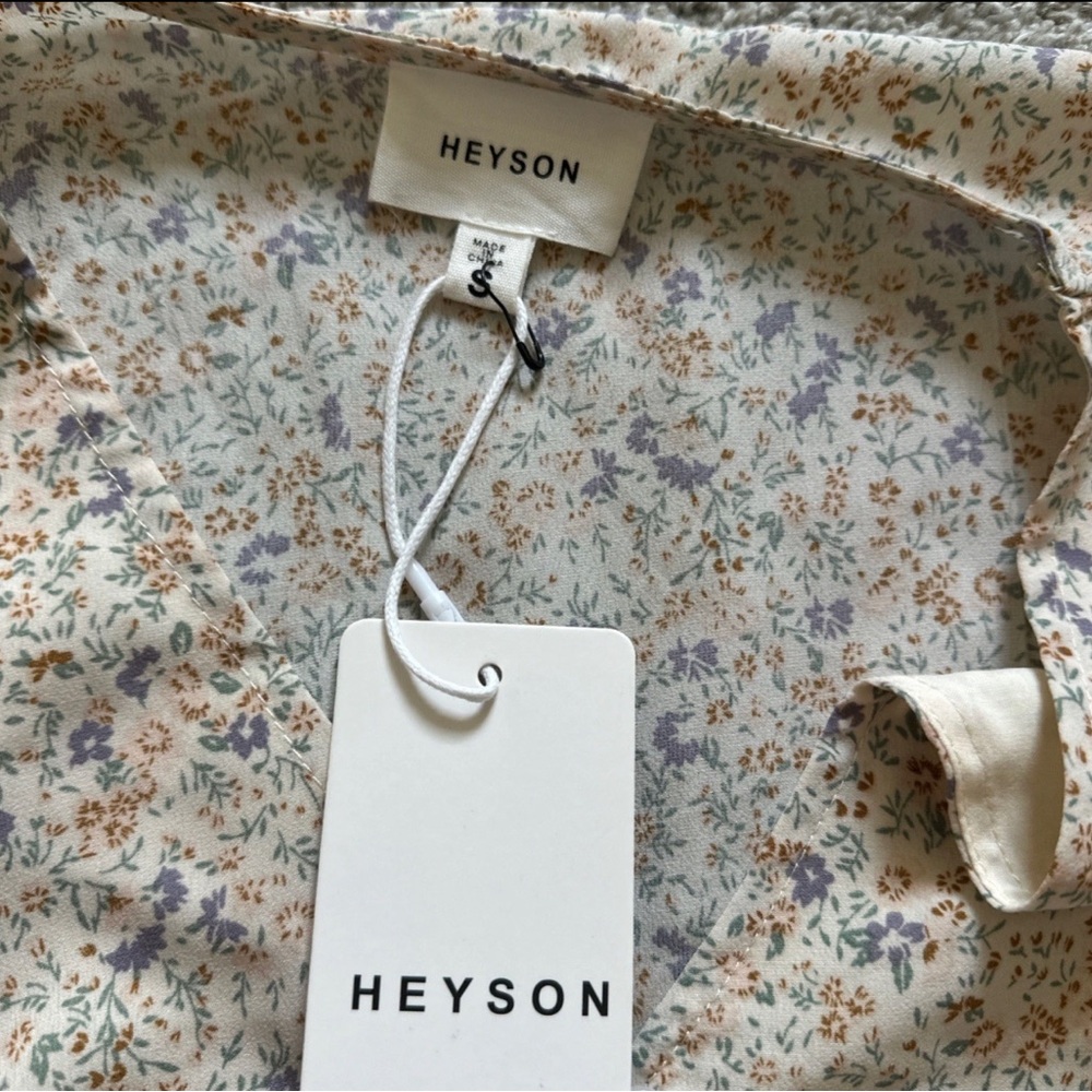 Heyson Cream Floral Button-Front Bodysuit Top - Picture 6 of 9